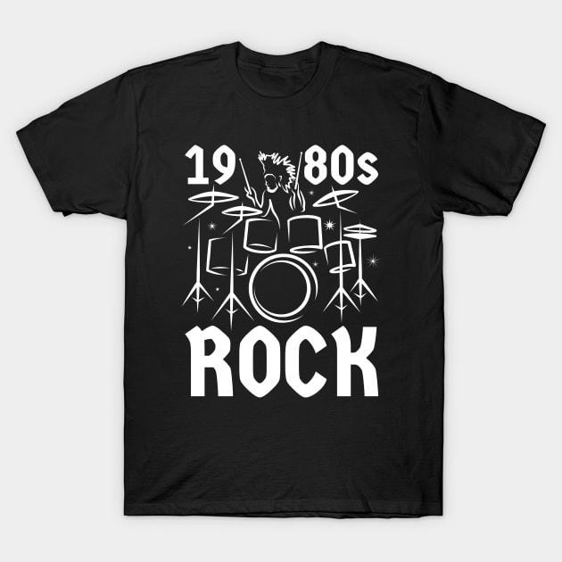 1980s Rock Music Drummer T-Shirt by dkdesigns27